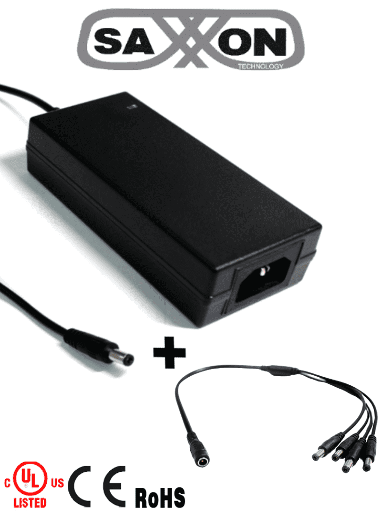 SAXXON PSU1205DPAQD - Paquete de Fuente de Poder de 12 Vcc 5 Amperes + Divisor para 4 Camaras/ Ideal Para Equipos de Alto Consumo/ Para Usos Multiples: Sistemas de CCTV, Acceso, Asistencia, etc/ Certificación UL/ SAXXON PSU1205DPAQD - Paquete de Fuente de Poder de 12 Vcc 5 Amperes + Divisor para 4 Camaras/ Ideal Para Equipos de Alto Consumo/ Para Usos Multiples: Sistemas de CCTV, Acceso, Asistencia, etc/ Certificación UL/